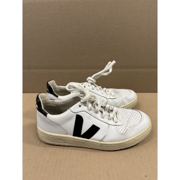Veja V-10 Women's Size 6 White Leather Lace‎ Up Low Casual Sneakers Shoes - Picture 3 of 9